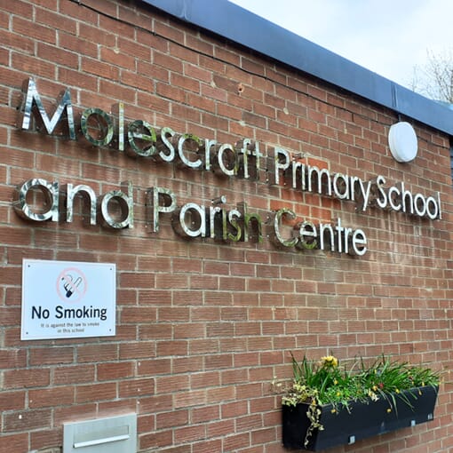 An image of the sign lettering for Molescraft Primary School.